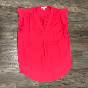 Hot Pink Flowy Short-Sleeved Blouse (size: M)